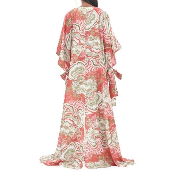 Andrea Iyamah Gamba Abstract Mushroom Red Cream Patterned Kimono NWT O/S - Picture 9 of 9